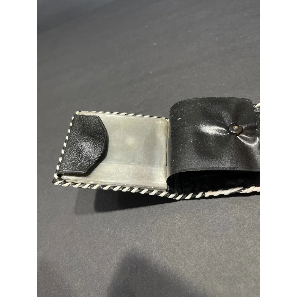 Vintage Rugby Football Graphic Bifold Wallet Black White Whipstitch Sporty